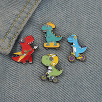 AliExpress NONE Cartoon Dinosaur Playing Skateboard Bike Guitar Shape Enamel Pins Cute Animal Brooches Women Men Clothes Lapel Pin Badges Jewelr