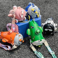 Plastic Water Bottle for Children, Fun, Airplane, Creative Toy, Straw Cup, Safe, Anti Fall, Sports, Diagonal span, Gift