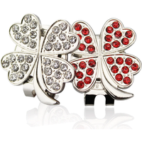 Golf Ball marker with diamond crystal four leaf clover lovely for girl wife gift ball game white blue green red 4 colors new
