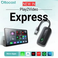 OTTOCAST Play2Video Express Wireless CarPlay Android Auto Adapter for Youtube Netflix Car Accessorie for Benz Ford VW Kia Toyota
