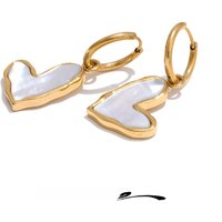 Yhpup High Quality Gift Thicker Shell Heart Love Hoop Drop Earrings Charm Fashion Exquisite Jewelry Accessories 2025