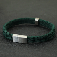 New Fashion Rope Bracelet Men Silver Color Stainless Steel Buckle Fabric Braclet Accesorios Hombre Red Thread Braslet Pulseira