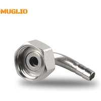 Beer Hex Nut - MUGLIO Brand with 90° Tail Piece Elbow G5/8 Threaded and 5/16" Barb Beer Faucet Connector Accessories
