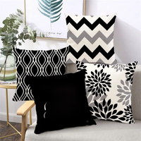 Black and white geometric linen pillowcase sofa cushion cover home decoration can be customized for you 40x40 45x45 50x50 60x60