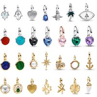 Simple Hot Sale 925 Sterling Silver Heart Star Ladybug Dangle Charm Fit Original Me Bracelet DIY Kids Birthday Jewelry Gifts