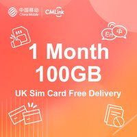 CMLink UK Sim Card 100GB Data, Shared 10GB Roaming Data,1000 Mins International Calls, Unlimited Local Calls Monthly Plan