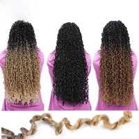 Curly Senegalese Twists Hair Ombre Brown Synthetic Braids Extension Wavy Crochet Hair for Afro Women Soku Passion Majesty Twist