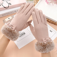 AliExpress DANJIU Women Winter Keep Warm Touch Screen Plus Cashmere Thicken Gloves Cycling Drive Elegant Bow Plush Wrist Anti Slip Windproof