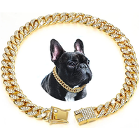 Luxury Gold Dog Chain Collar Cuban Chain Link Choke Collar for Small Medium Large Dogs, Pet Necklace Jewelry Crystal Accessories