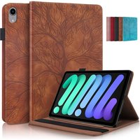 Coque for iPad Mini 7 Case 8.3" Embossed Tree PU Leather Flip Cover for Funda iPad Mini 2024 Mini 7th 6th Generation Case Cover