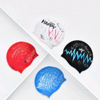 1Pcs New fashionable adult unisex silicone swim cap in one size fits all soft and comfortable ear protection with graffiti print