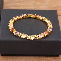 Nidin Elegant Aesthetic Pave Shiny Crystal Zircon Charm Chain Bracelets 2 Colors For Women Light Luxury Bangle Jewelry Fine Gift