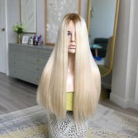 100% Virgin Human Hair | Platinum Blonde with Ashy Blonde Balayage Glueless HD Lace Front Wig 180 Density Suitable for women