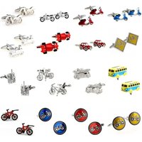 AliExpress TZG Motor Bike Bicycle Sports Car Bus Tractor Tank Fire Fighting Truck Cufflink Cuff Link 1 Pair Big Promotion
