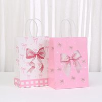 6Pcs Sweet Pink Bow Theme Paper Gifts Packing Bags Candy Cookie Bags for Kids Girl Birthday Baby Shower Wedding Party Decoration
