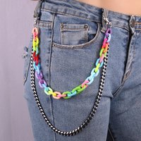 Hip hop 2024 Rainbow Color Resin Chain Keychain For Girls Women Waist Chain Acrylic Metal Trousers Chains Fashion Y2K Jewelry