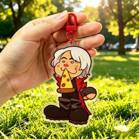 Devil May Cry Inspired Dante Pizza Acrylic Keychain DMC Game Character Charm Backpack Pendant Key Ring for Fans Gift