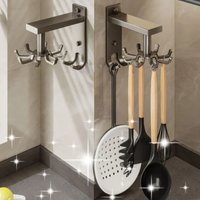 6/8 aluminum kitchen rotating hook, wall kitchen utensil storage rack, spatula spoon shovel hanging rack, universal hook