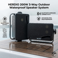 Herdio 3.5" 200W 3 Way Outdoor Bluetooth Speakers, Wired Waterproof Wall Mount, Durable Loud Sound System for Patio Indoor Deck