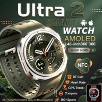 Montre connectée intelligente 2026 Ultra 2 pour hommes, charge sans fil, étanche IP68, boussole, appels Bluetooth, moniteur de santé, montre connectée 47 mm