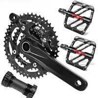 AliExpress BUCKLOS 3*9S 3*10S MTB Crankset Triple Speed Mountain Bike Crankset 104/64BCD Chainring Bicycle Pedal 170mm Integrated Crank Arm