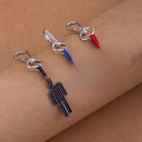 Fashion Skew Head Tag Luxury Cartoon Off-Center Rhinestone Pendant Keychain for Men Women Hip Hop Bags Jewelry Car Keyring