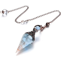 Resin 7 Chakra Healing Chip Stone Crystal Pendulums for Dowsing Divination 6 Facet Pointed Wicca Spiritual Pendant Pendulum X100
