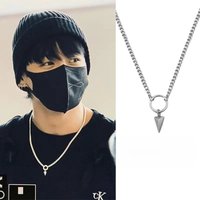2025 Korean Wave New JUNGKOOK Same Style Stainless Steel Geometric Pendant Necklace Fashion Trend Jewelry Fan Gift