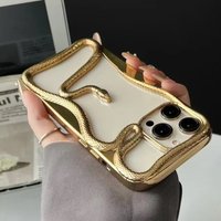 Fashion Snake Pattern Case For iPhone 16 Pro Max 15 17 Pro Luxry Plating Hollow Out Cover For iPhone 13 12 11 Transparent Cover