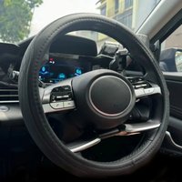 Deluxe Napa Faux Leather Steering Wheel Cover, Floral Inlay Design, Non-Slip, Breathable, Universal 15 Inch (Approx. 38.1cm)