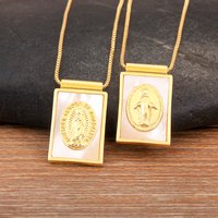 Nidin New Retro Rectangle Shape Religious Style Charm Pendant Necklace Believer Daily Party Jewelry Wholesale Accessories Gifts