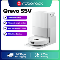 Roborock Qrevo S5V Saug- und Wischroboter, 12.000 Pa, zwei Anti-Tangle-Bürsten, automatisches Waschen und Trocknen des Wischmopps, selbstentleerend un