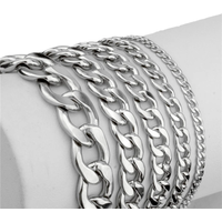 ICAM Womens Mens Bracelet Stainless Steel Curb Cuban Silver Color Bracelet for Men 3-11mm Wholesale Fashion Jewelry