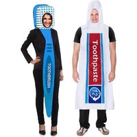 Adult Unisex Women Men Toothbrush Toothpaste Costume For Couple Halloween Fancy Dress Up Cosplay