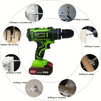 Cordless Drill, 21V Hammer Drill Screwdriver Set, 2 Batteries, Combination Drill for Home , for Home Improvement, Power Tools