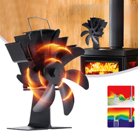 Standing 7-Blade Furnace Fan Thermal Fireplace Fan No Electricity, Wireless Low-Noise Wood Burner Aluminum Alloy Ecological Fan