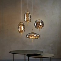 Nordic Net Red Bedside Chandelier Light Luxury Long Line Personality Art Full Of Stars Hotel Bar Glass Home Decor Pendant Light