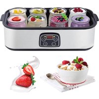 1400ml digital yogurt maker with 8 glass cups, adjustable temperature of 68-131 ° F, timer of 48H, yogurt probiotic electric fermentation tank, homemade fermentation reagent kit (UK plug)