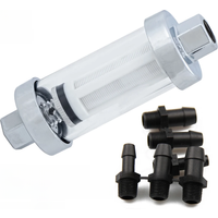 Universal 100% Brand New Fuel Filter 1/4" 5/16" 3/8" Chrome Glass Reusable Washable Inline Fuel Filter 4.2"