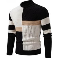 2025 High Quality Men's New Autumn and Winter Casual Warm Color Block Sweater Knit Tops Man Clothes