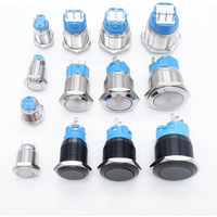 12mm 16mm 19mm 22mm Metal Push Button Switch Panel Hole Power On Off Flat/High Head No Light Momentary/Locking Pin Car Doorbell