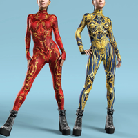 Mechanical Cyber Armor Sexy Women Steampunk Cosplay Punk Jumpsuit Costume Holiday Party Fancy Performance Bodysuit Romper Zentai