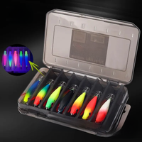 LEYDUN Luminous Horizontal Squid Jig Wood Shrimp Squid Hook 14pcs/Set Fishing Lures LEYDUN Octopus Cuttlefish Shrimp Baits