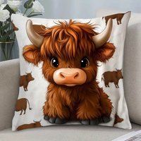 Highland Cow Printed Cushion Covers Zipper Square Sofa Pillowcase Bedroom Chair Pillow Covcers Home Living Room Decortions