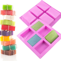 Square soap mold, 6-compartment non-stick silicone brownie pan, square mold, square silicone mold chocolate, cupcake, corn bread