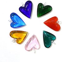 2pcs Clear Heart Glass Charms Pendant Cute Miniature Love Ornaments for Diy Jewelry Necklace Making Accessories or Wedding Decor