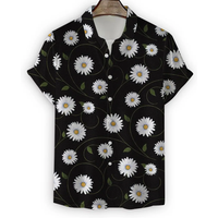 Hawaii Shirt For Men 3D Daisy Print Shirts Summer Fashion Short Sleeve Tee Chrysanthemum Pattern Blouse Oversized Men's Clothing