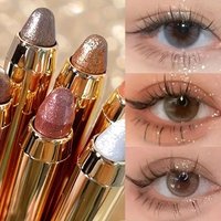 Double-headed Shimmer Eyeshadow Stick Easy Glitter Highlighter Eyeshadow Pencil Brightening Makeup Champagne Gold Eyeliner