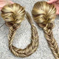 Synthetic Hair Braided Fishtail Fishbone Drawstring Ponytail Clip In Hair Extension for Women Fishbone Braid Pony tail Hairpiece