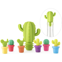 7 Pieces of Silicone Cactus Party Wine Glass Identification Cup Label Mark Small Sign Wine Companion Cup Bottle Wine Stopper